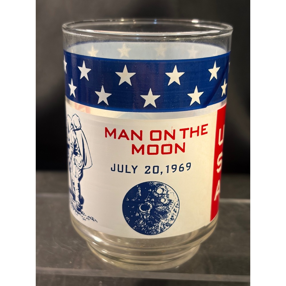 Vintage Libbey Apollo 11 Man on the Moon 1969 Commemorative Glass USA NASA
